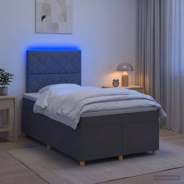Letto box spring con materasso Grigio Scuro 120 x 190 cm 3455309