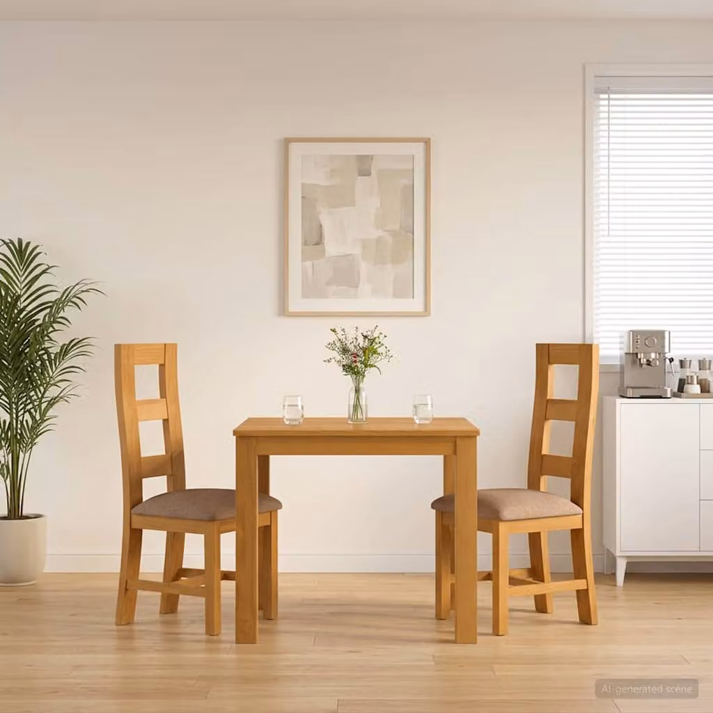 Set da pranzo vidaXL in legno di quercia composto da tavolo rettangolare e 3 sedie, Grigio e Marrone