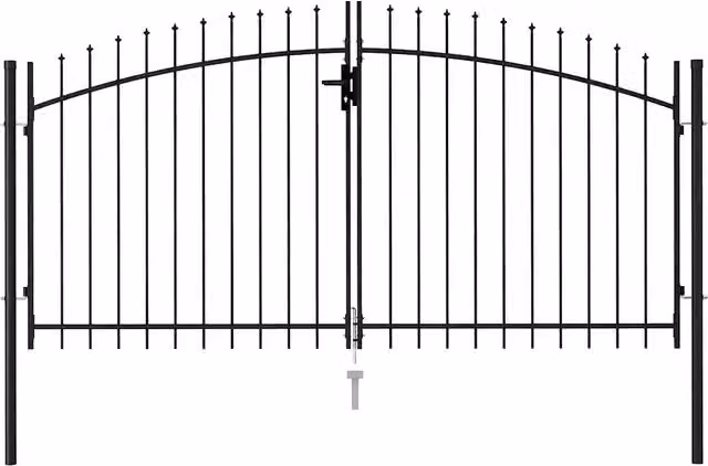 Cancello per recinzione a doppia anta vidaxl Woerden in acciaio nero L: 299,5 cm, H: 199,5 cm