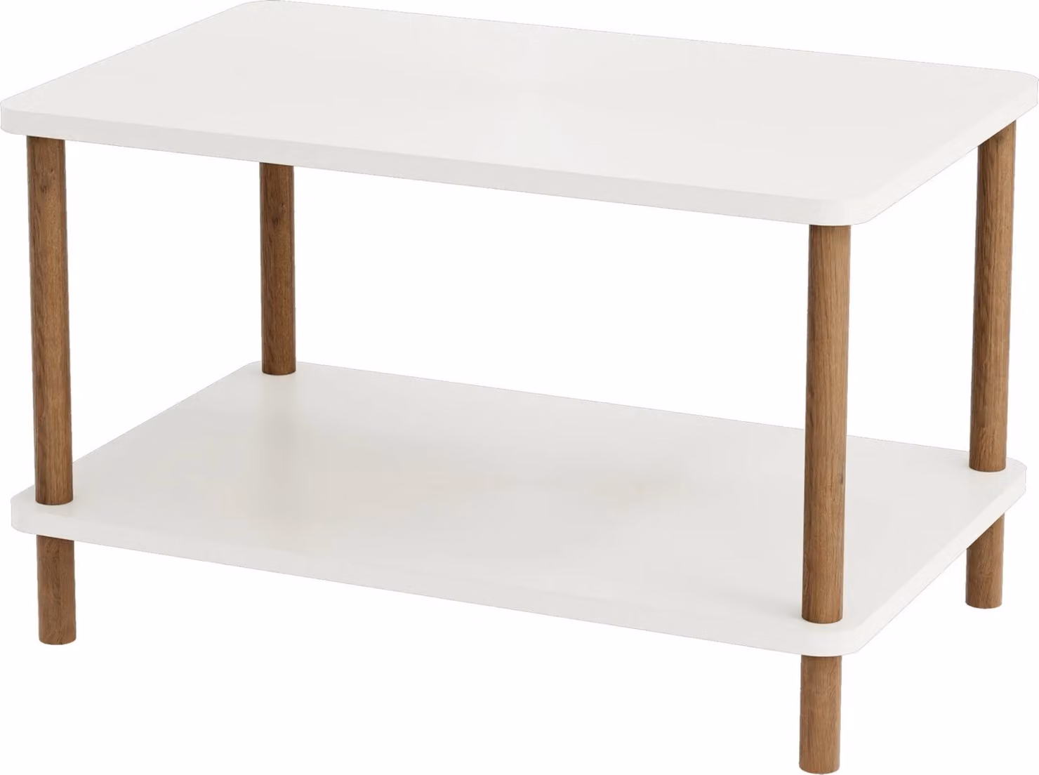 Tavolino In And OutdoorMatch Fred - rettangolo - 43 x 70 x 44 cm - bianco e color legno - truciolato e legno di faggio - design moderno