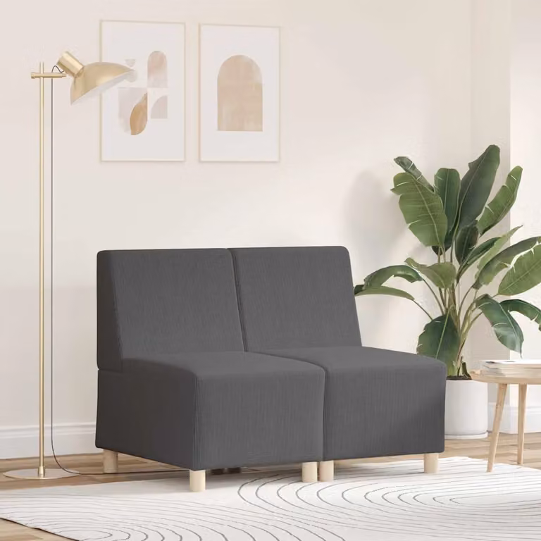 Set di 2 unità di divano modulare vidaXL in tessuto grigio scuro con design moderno per soggiorno
