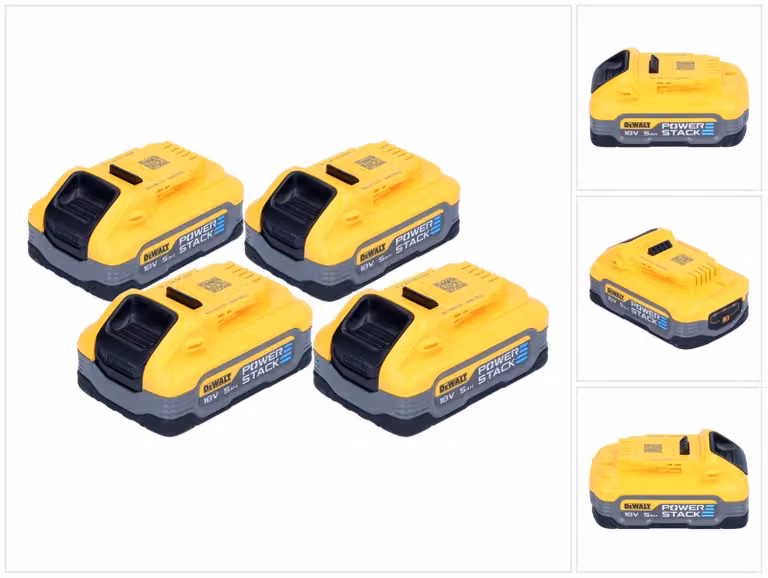 Kit di batterie DeWalt DCBP 518 H4 4x batterie Powerstack 18 V 5,0 Ah / 5000 mAh XR Li-Ion - con indicatore di carica