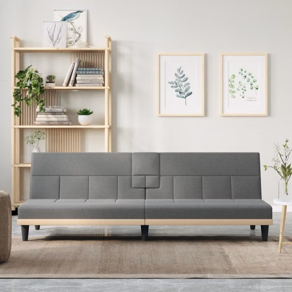 Maison Exclusive - Divano letto con portabicchieri, colore grigio scuro, rivestito in tessuto