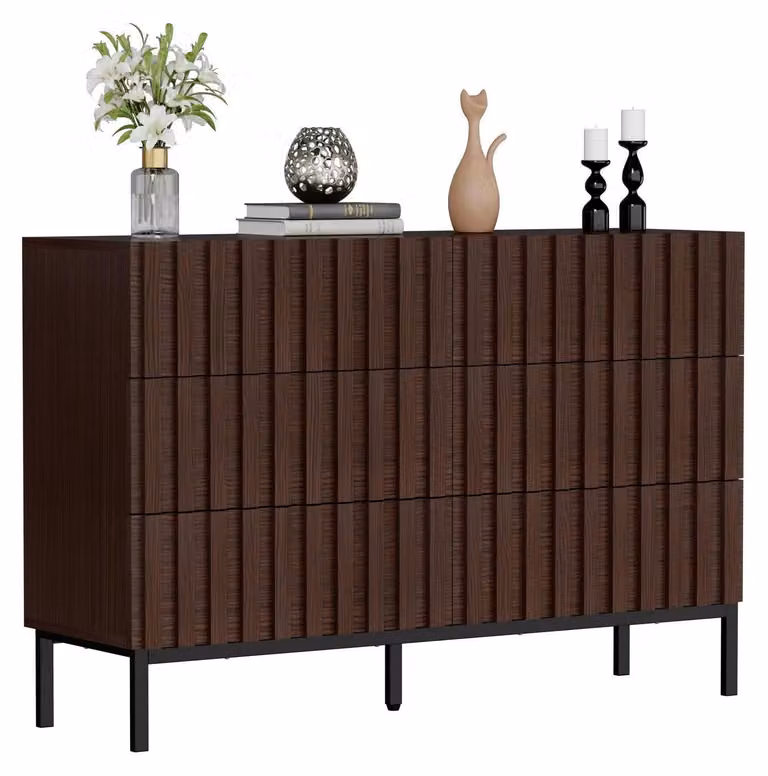 Comodino con 6 cassetti, dimensioni 73,4 x 34,5 x 100 cm, colore marrone scuro