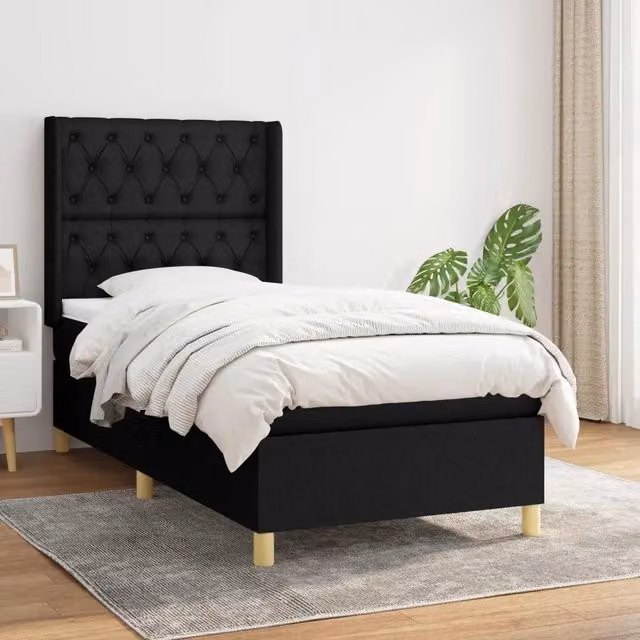 Giroletto a Molle con Materasso Nero 80x200 cm inTessuto 3132187