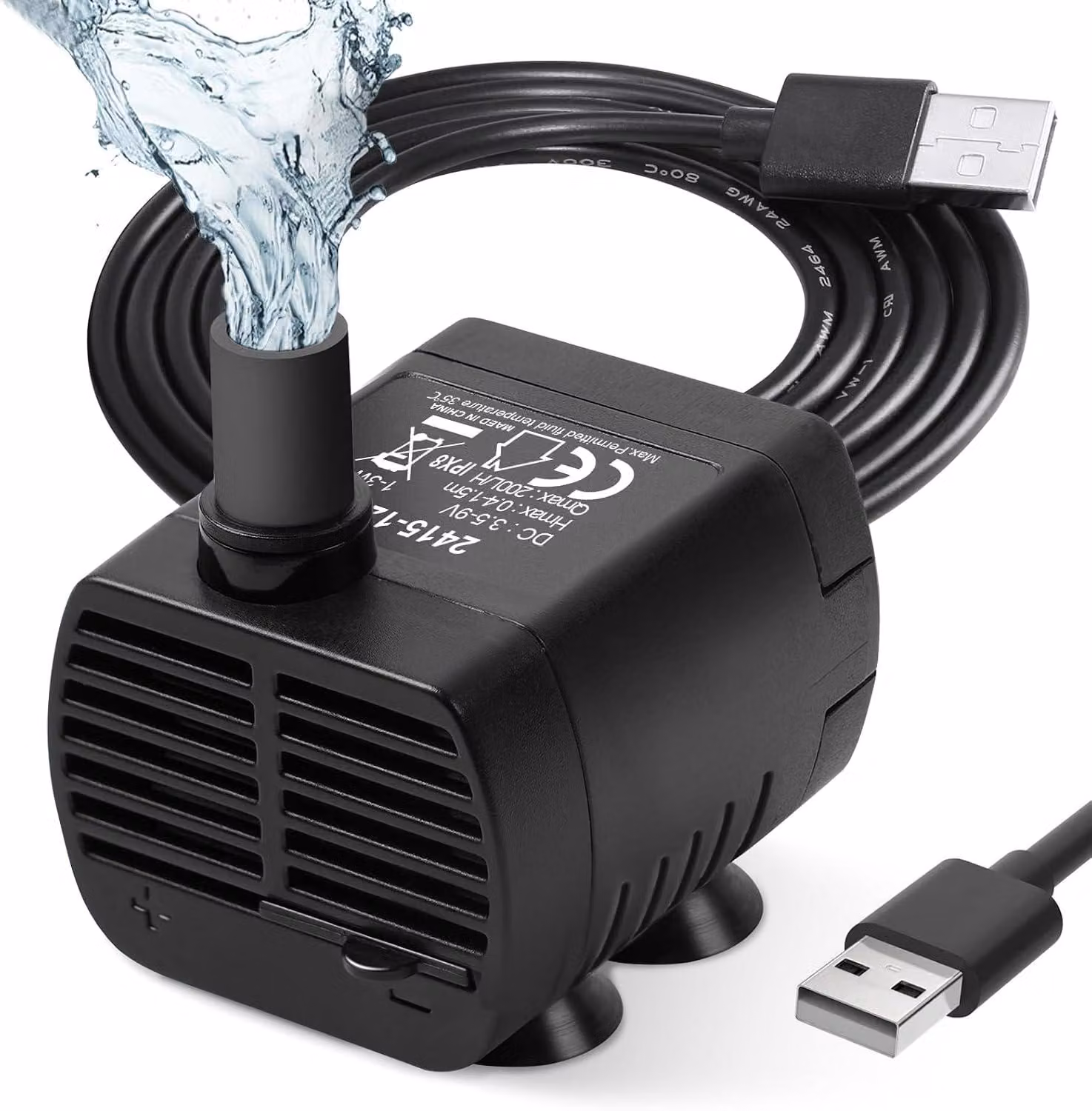 Pompa per acquari - USB - mini pompa sommergibile, 200 l/h - per acquari e stagni