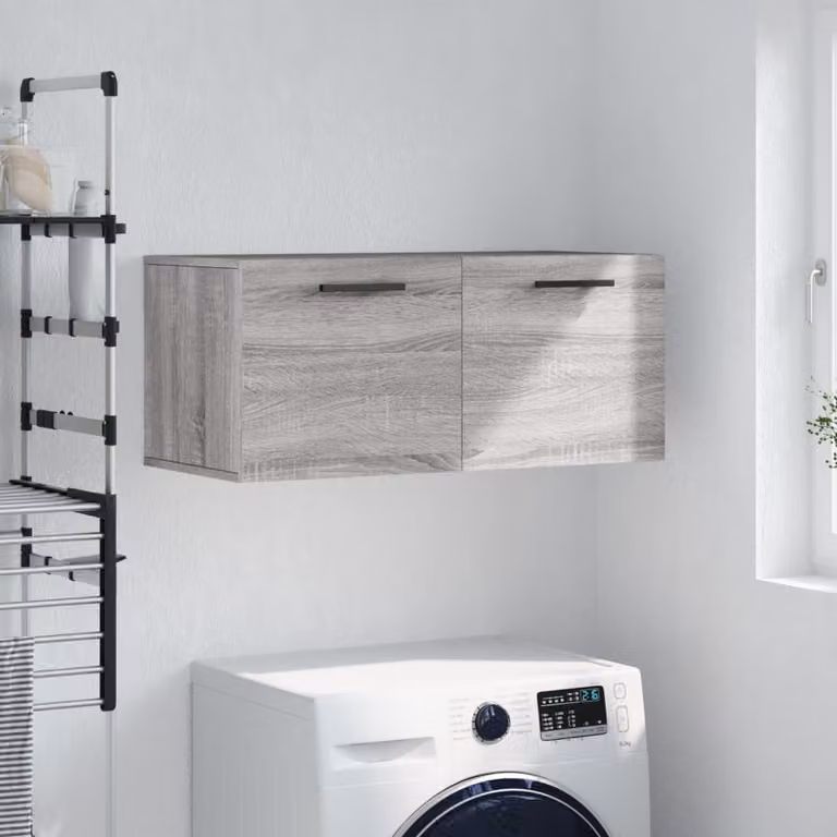 Mobile a parete vidaXL in legno multistrato e MDF, colore grigio Sonoma, L 80 x P 36,5 x H 35 cm