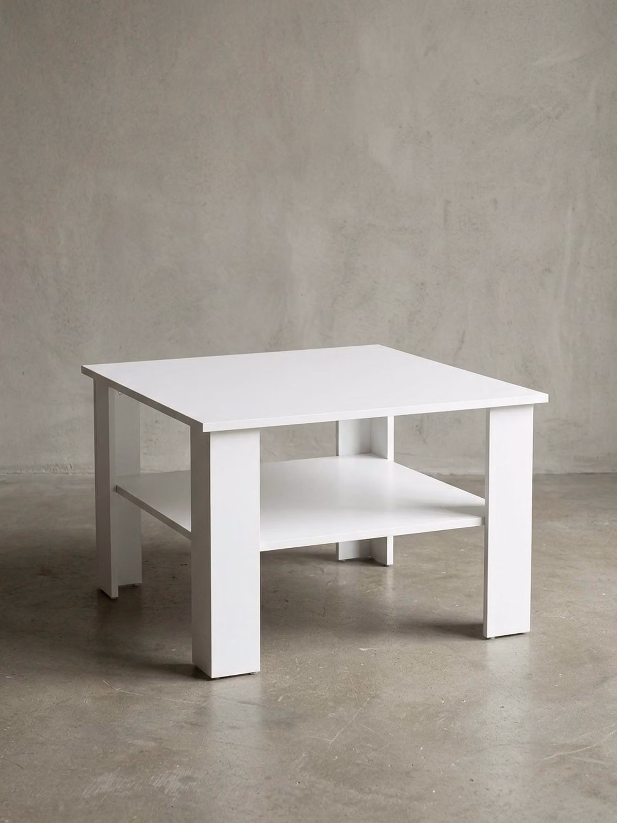 Tavolino WL5.834 Bianco 60x42x60 cm Tavolo di design in legno con ripiano, tavolino da salotto, tavolino da divano, tavolino da salotto in legno, tavolino da caffè con spazio contenitivo, tavolo da salotto