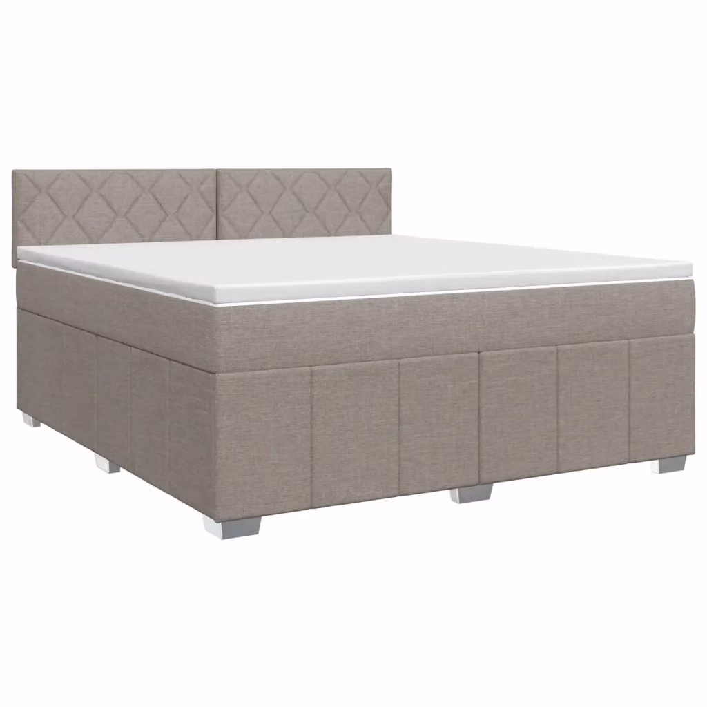 Letto box spring con materasso ibrido vidaXL in tessuto Tortora L/P: 180 x 200 cm – 2
