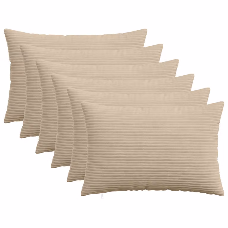 Set di 6 federe vidaXL HEERLEN in velluto a coste, colore tortora, 50 x 75 cm