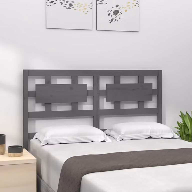 Testiera per letto vidaXL in legno massello di pino, stile rustico, colore grigio, L: 125,5 cm, P: 4 cm, H: 100 cm