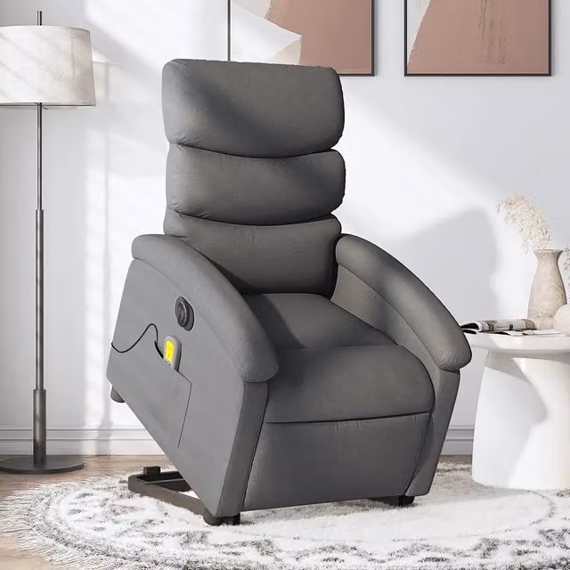 Poltrona Alzapersona con Massaggio vidaXL Grigio Moderno con Braccioli e Supporto Elettrico