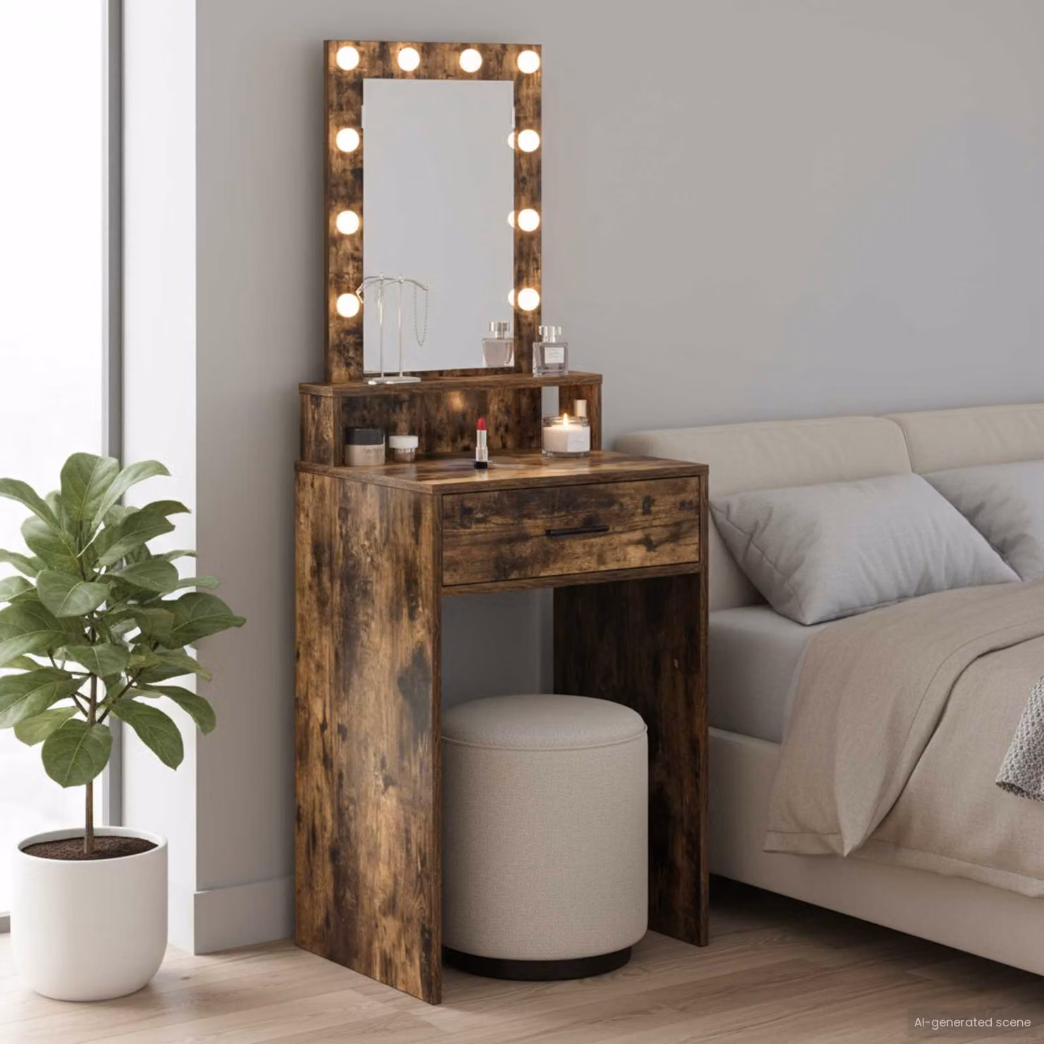 vidaXL Tavolo da Trucco Moderno in Legno Marrone L/P/H: 50 x 41 x 140 cm