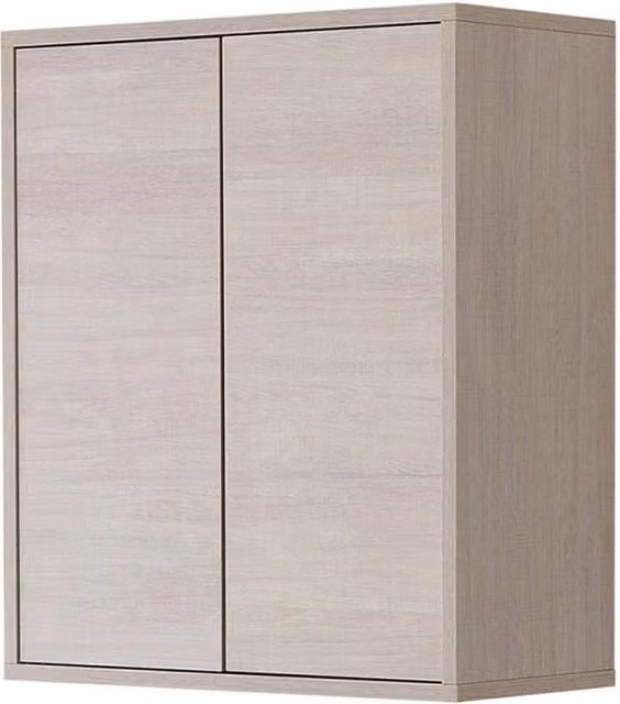 Pensile da bagno Feridras con 2 ante e ripiani interni in rovere beige opaco, sospeso, L: 72 cm, H: 60 cm, P: 30 cm