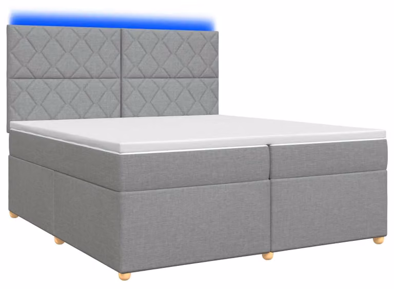 Letto a molle con materasso grigio chiaro 200 x 200 cm in tessuto
