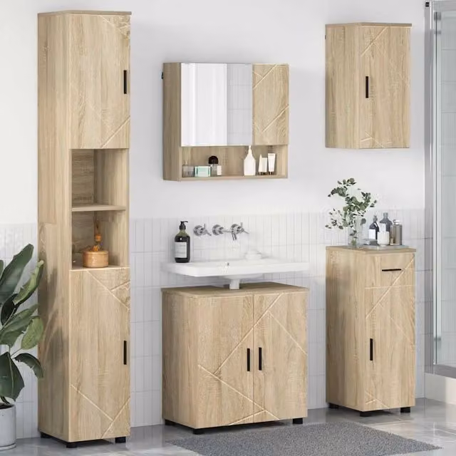 Set di mobili per il bagno 5 pz Rovere Sonoma 61 x 35 x 64 cm 3392995