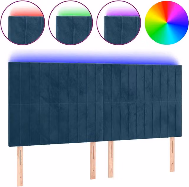 Testiera | Testata a LED Blu Scuro 160x5x118/128 cm in Velluto
