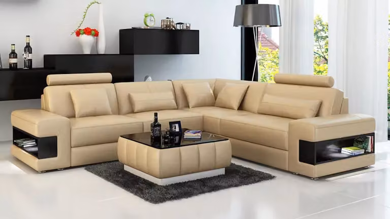 Design Ecksofa Wohnzimmer Möbel Moderne Eckcouch Lederpolster Couch Sofa L-Form