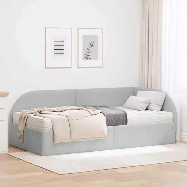 Struttura Letto Angolare con Materasso 2 pz-Giroletto con materasso Grigio chiaro 973200