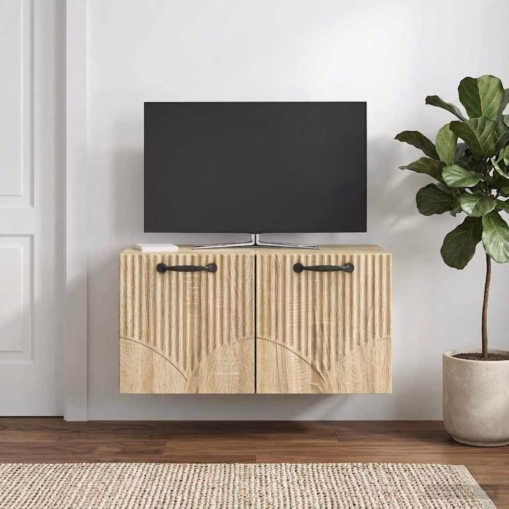vidaXL Mobile Porta TV da Muro Moderno in Legno MDF, Colore Marrone/Beige, L 59,5 cm x P 31 cm x H 30 cm
