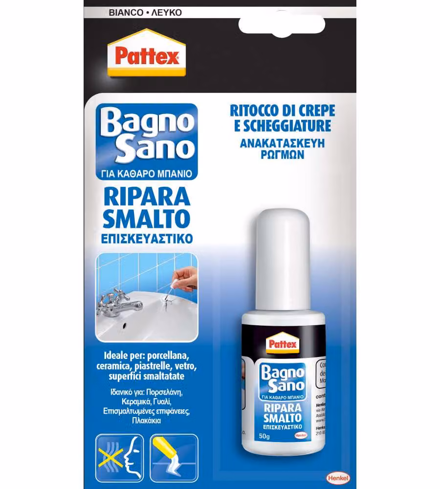 Pattex Smalto Ripara Bagno Ceramico Brillante a Base Acquosa, Colore Bianco, 50 g – 2