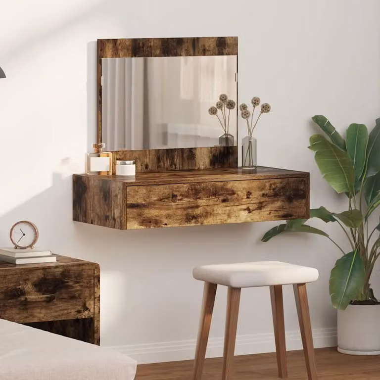 vidaXL Tavolo da Trucco Moderno in Legno MDF Marrone L: 83 cm, P: 40 cm, H: 70 cm