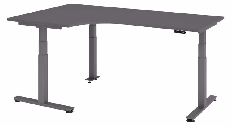 Scrivania elettrica bümö XDSM - Finitura: grafite, struttura: grafite, dimensioni: scrivania angolare 200 x 120 cm