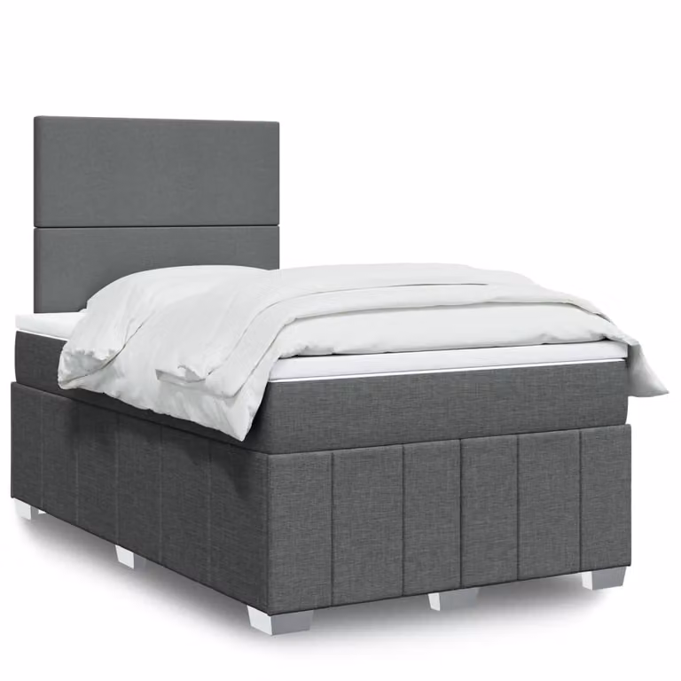 vidaXL Letto Ibrido con Giroletto a Molle e Materasso, Grigio e Bianco, L/P/H: 200 x 120 x 150,5 cm