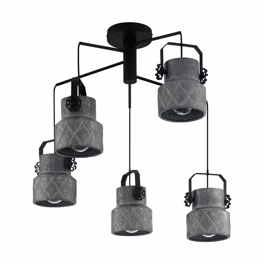 Lampadario Moderno Hilcott 5 Luci Pendenti Acciaio Nero