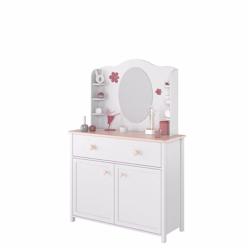 Cassettiera con estensione LEGUAN – bianco / rosa