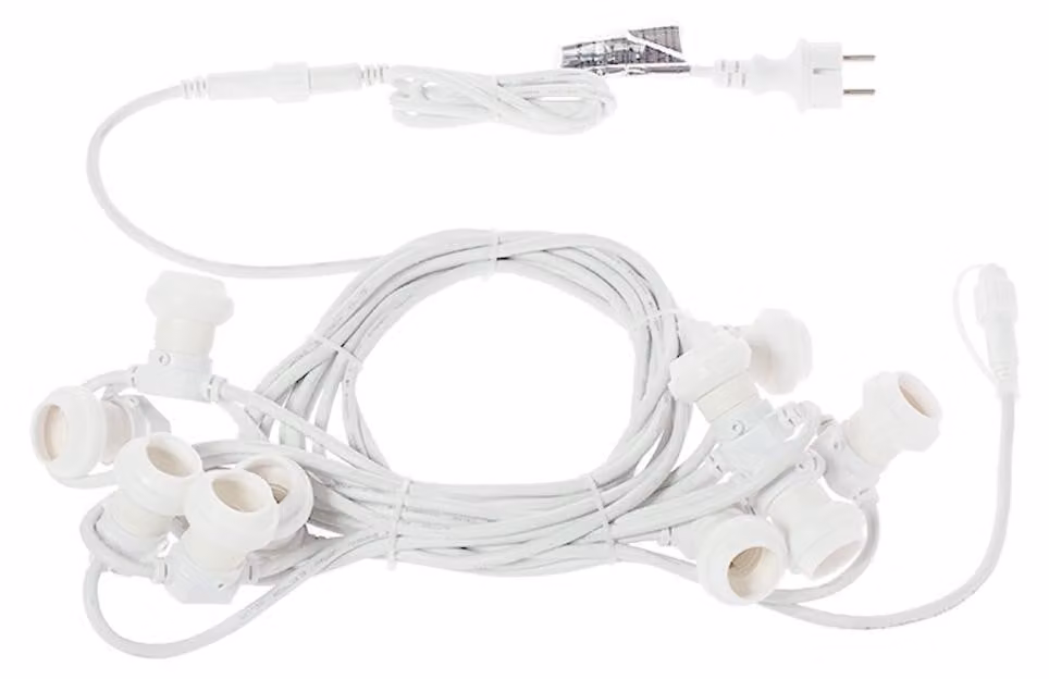 Kit di cavi con 10 prese E27, lunghezza 10 metri, grado di protezione IP44, colore nero