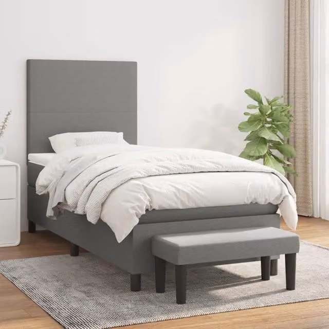 Letto Ibrido con Giroletto a Molle e Materasso vidaXL, Grigio e Bianco, L 90 cm x P 190 cm