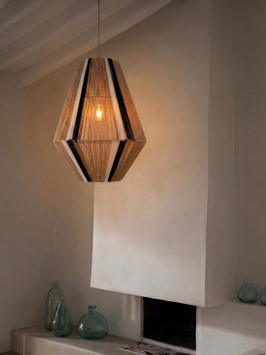 Lampada da soffitto Out Kenay Home in rattan e corda nera – 2