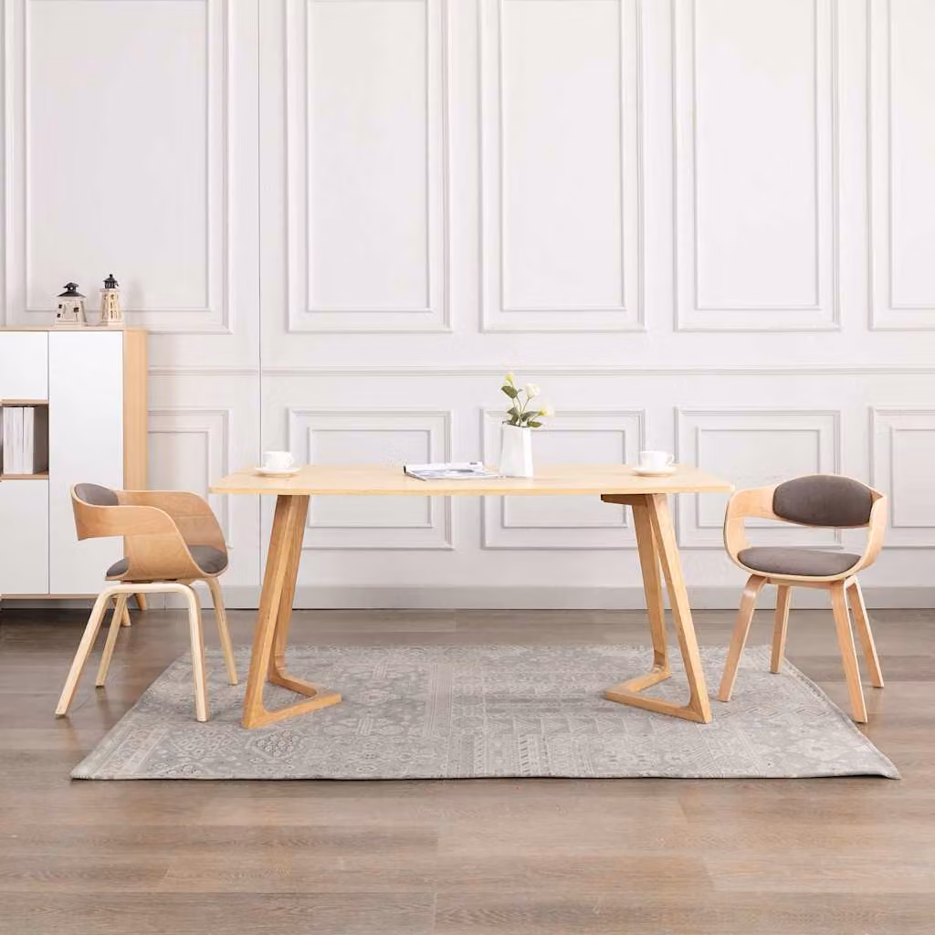 Set di 2 sedie da pranzo vidaXL in stile scandinavo con struttura in legno e tessuto grigio