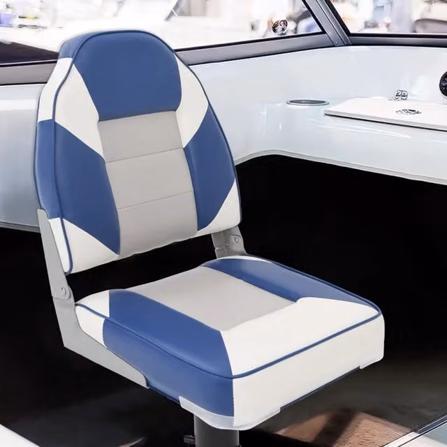 Set di 2 sedili da barca pieghevoli con schienale alto CFW1761797 in ecopelle con rotazione a 360 gradi