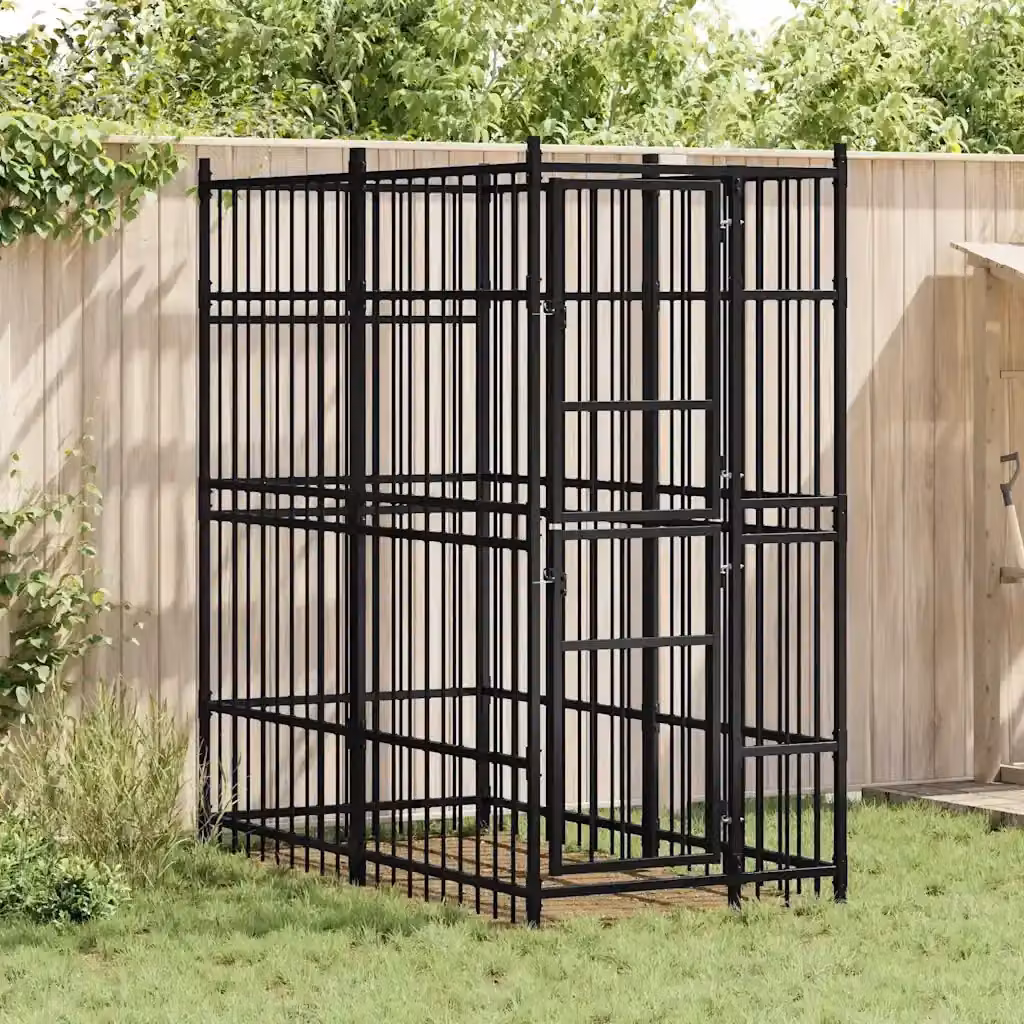 Gabbia per cani da esterno in acciaio nero opaco DESIGN IN CFW2938963 – 2