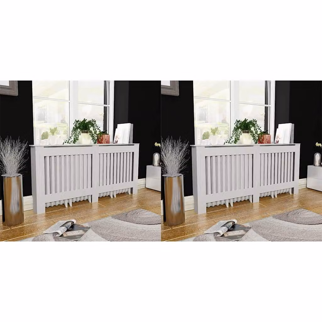 Set di 2 copritermosifoni vidaXL in MDF bianco moderno, Altezza: 172 cm – 1