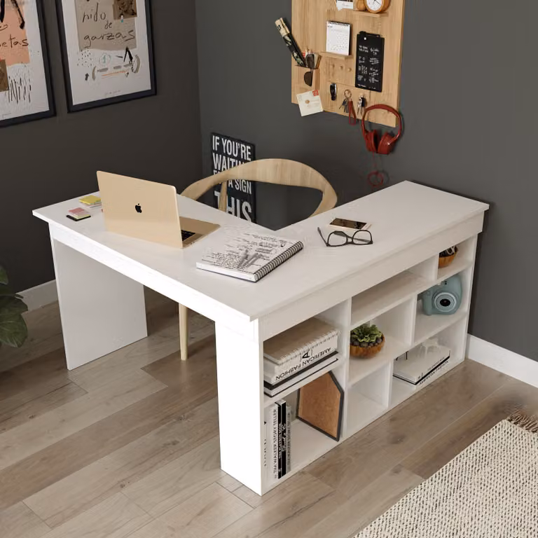 Skye Decor, Ct5-W, scrivania, 100 % MELAMINE COATED SLIPBOARD, bianco, 129 x 120 x 72 cm