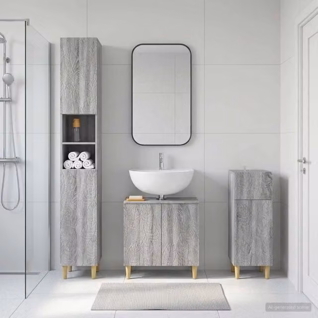 Set di armadietti da bagno in 3 pezzi DELFT Sonoma grigio 3417870