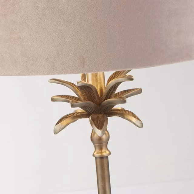 Lampada da scrivania SEARCHLIGHT Palma in ottone e velluto rosa con paralume cilindrico regolabile e attacco E27