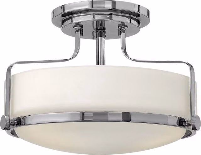 Plafoniera Harper Hinkley 3xE27 cromata vetro bianco