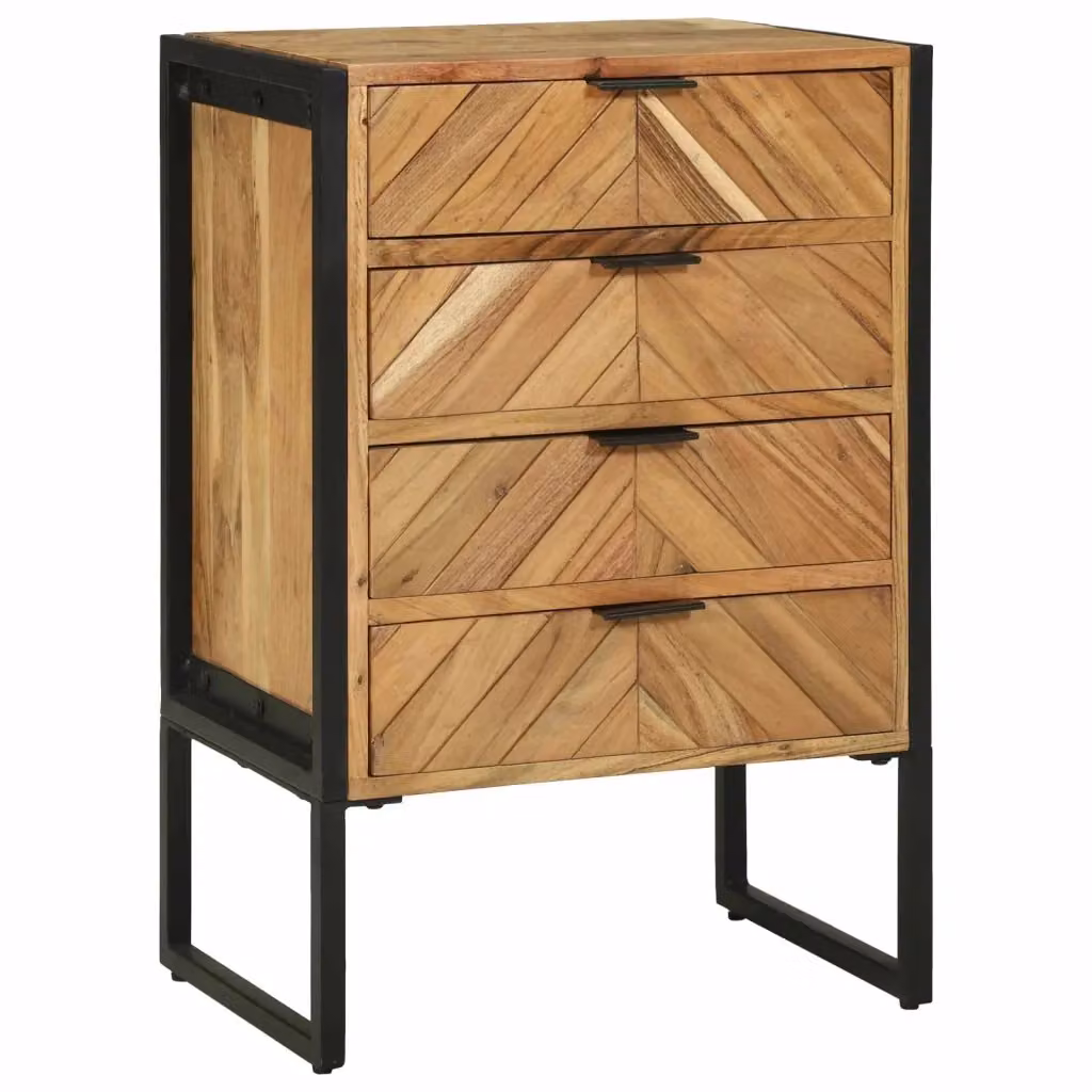 Credenza in legno massello di acacia marrone stile industrial vidaXL L/P/H: 50 x 35 x 75 cm – 2
