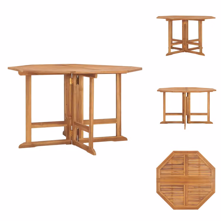 vidaXL Tavolo da pranzo pieghevole da giardino 110x110x75 cm in legno massiccio di teak - Tavoli da giardino