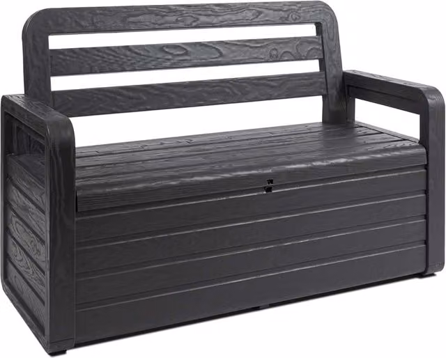 Cassapanca panchina contenitore da esterno Toomax in resina effetto legno colore antracite con seduta per 2 persone e vano interno da 263 litri H 89 x L 132 x P 58 cm – 3