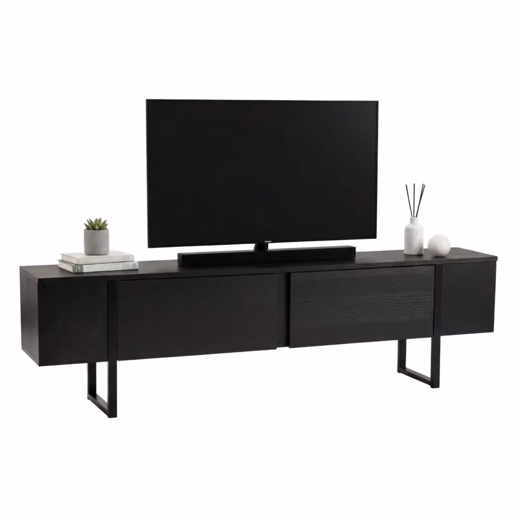 Mobile porta TV Lilith DMORA, Credenza moderna per soggiorno in nero opaco, L 180 x P 29,5 x H 50 cm – 2