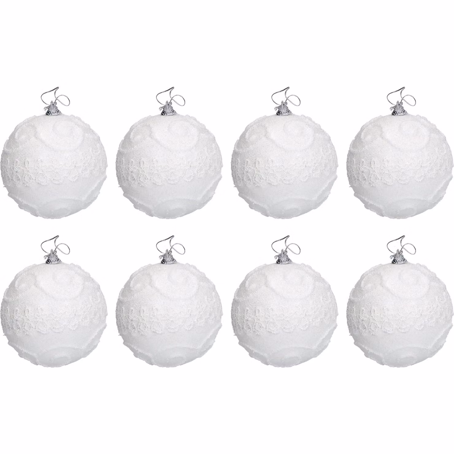 Set di 8 palline di Natale bianche con glitter VESTIAMO CASA, diametro: 8 cm – 1