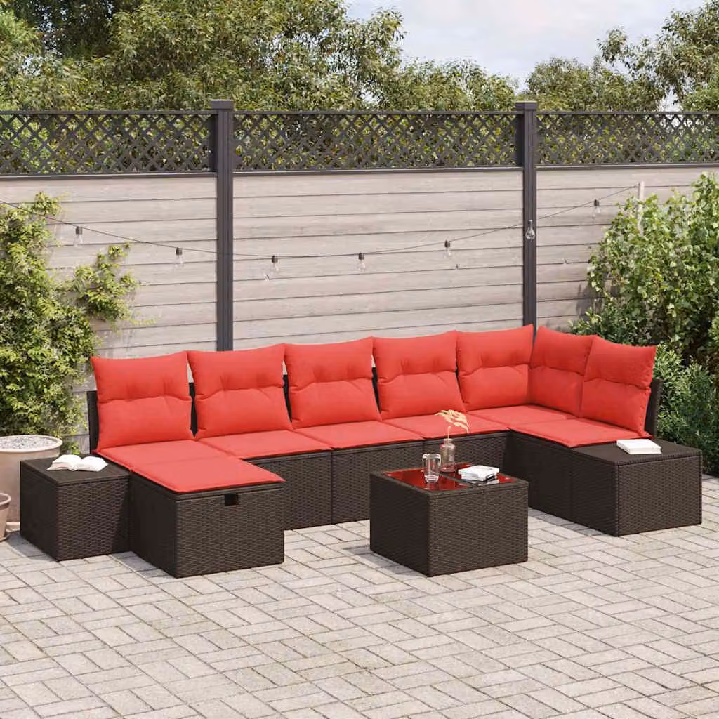 Maison Exclusive - Set da giardino composto da 8 pezzi, divano in rattan sintetico marrone
