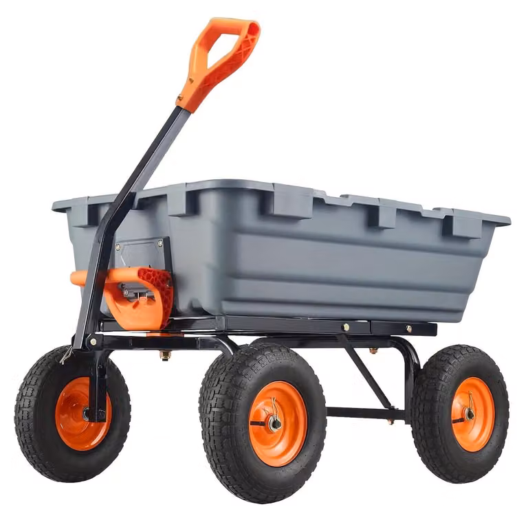 Carriola – Carrello da giardino – Carrello per il giardino – Carrello da giardino con ruote – Carrello a cassone – Capacità di carico: 362 kg – Maniglia girevole a 180°