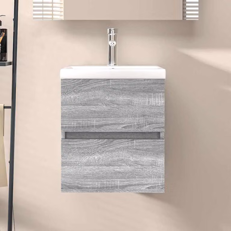Mobile Lavabo Moderno vidaXL Grigio Opaco in Legno Multistrato L: 41 cm, P: 38,5 cm, H: 45 cm
