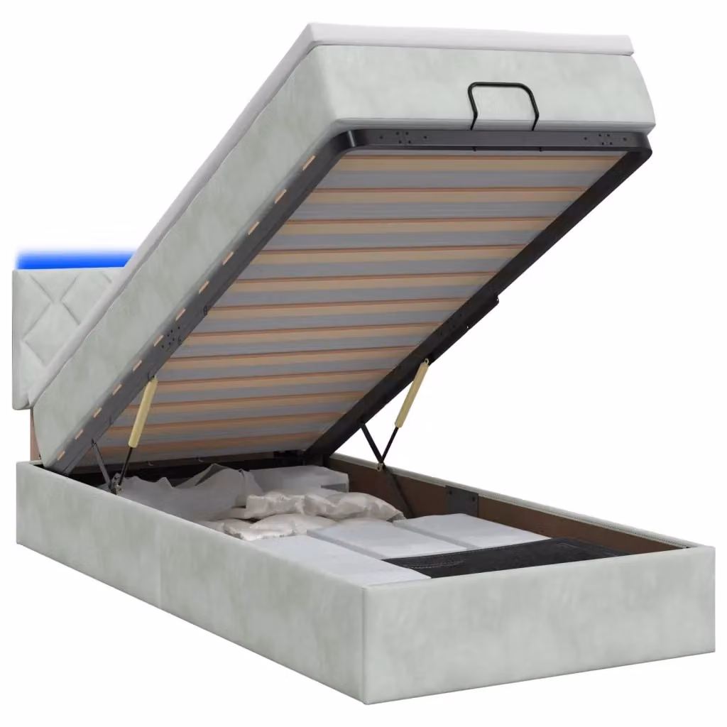 Letto Ottomano con Materasso Ibrido e Illuminazione LED vidaXL Grigio e Bianco L/P/H: 203 x 100 x 88 cm – 2